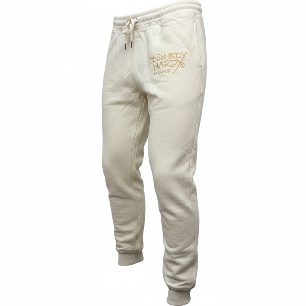 Ed Hardy Womens Sweatpants 1X Ivory Cotton Blend Jogger‎ Tiger Rose Graphic NWT